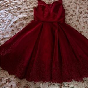 JJs House Burgundy Red Fit-and-Flare Cocktail Dress